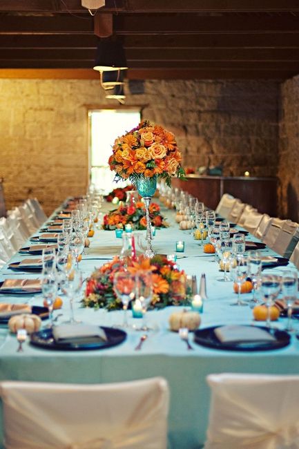 Mariage bleu et orange