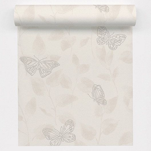 Papier peint papillon beige