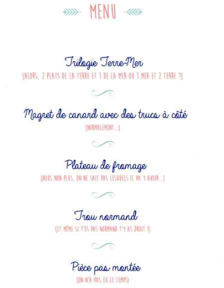 Nom des plats du menu - 1