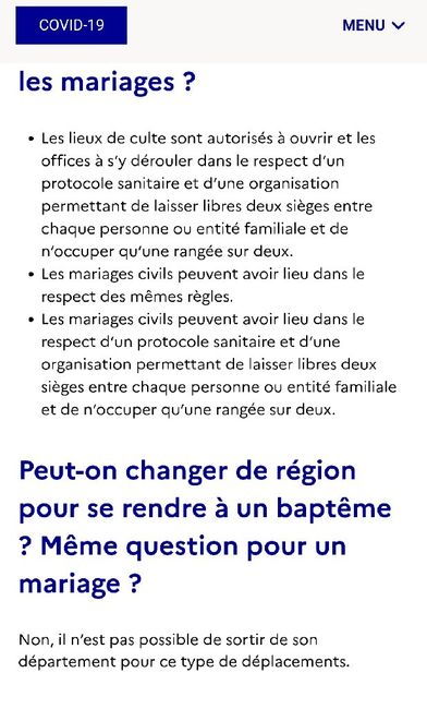 Maruage le 17 avril et repas chez soi est ce autorise3? 1