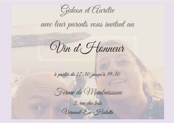 Carte d'invitation pour le vin d'honneur