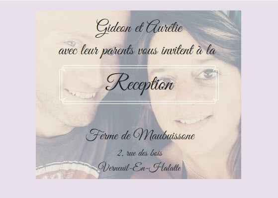 Carte d'invitation pour la reception