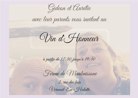Carte d'invitation pour le vin d'honneur