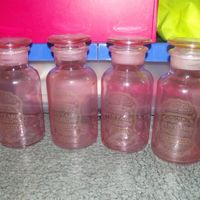 6 vases rose transparent vintage (pour déco champêtre ou autre)