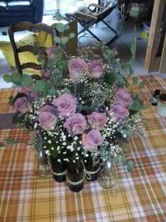 Essai fleurs dans bouteilles de bieres 