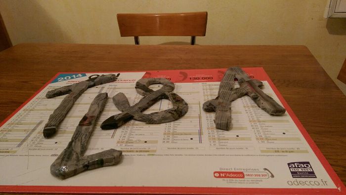 Nos initiales en papier mâché... - 2