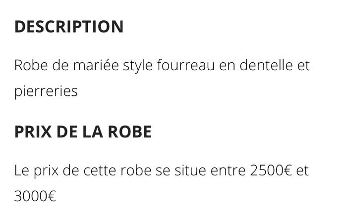 Prix robe Moda Clara et Modeca - 2