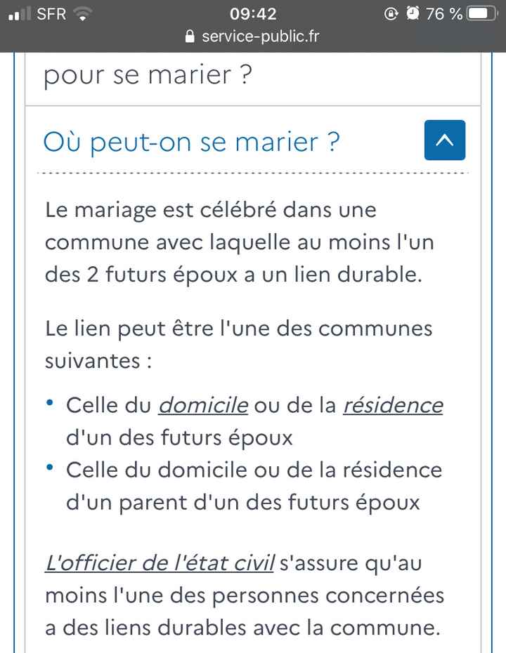 Mairie different du lieu d habitation / dossier de mariage 1