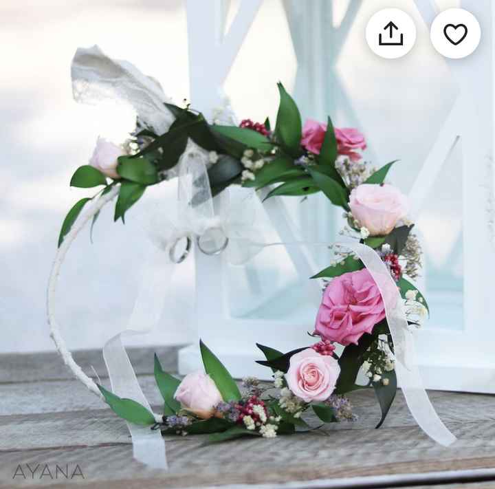 Bouquet de mariée et porte-alliances - 2