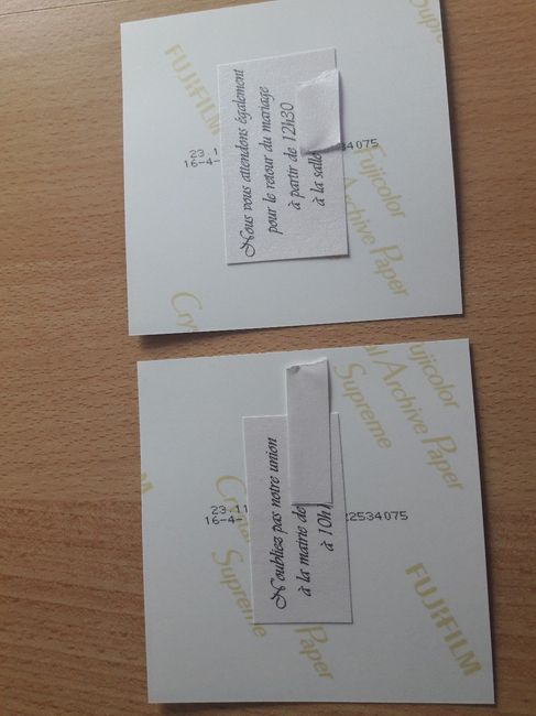 Nos invitations pour la mairie et le retour