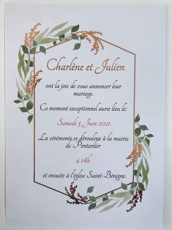 Faire part et deco mariage végétal cuivré - 4