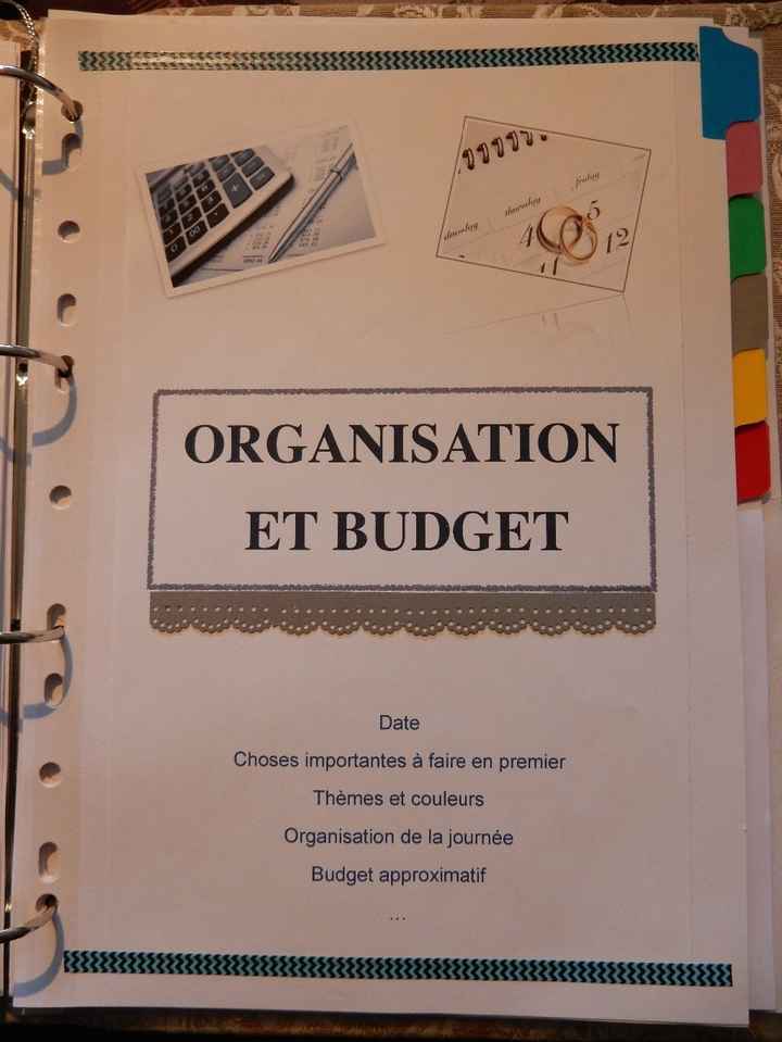 Classeur organisation et budget