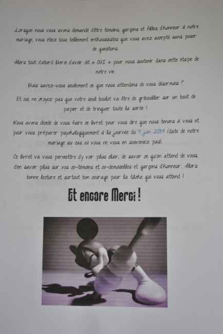 Livret demoiselle d'honneur