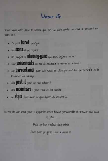 Livret demoiselle d'honneur