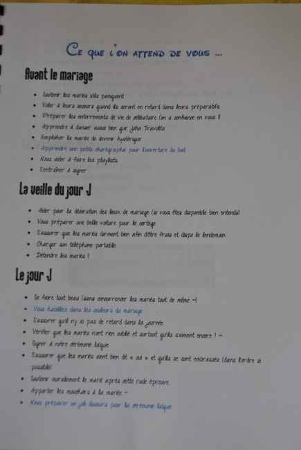 Livret demoiselle d'honneur