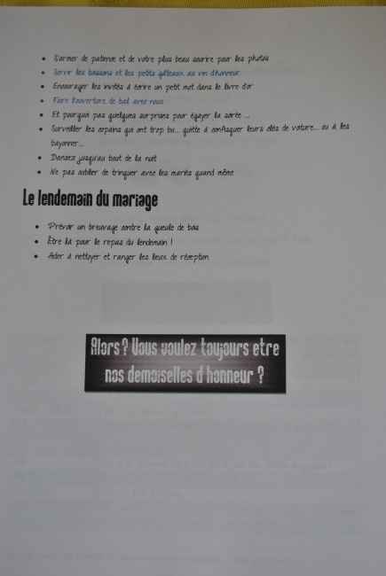 Livret demoiselle d'honneur