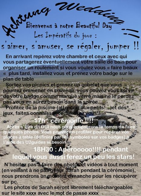 affichette déroulement de la journée