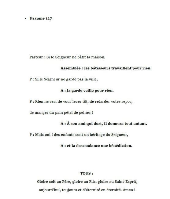 Texte pour la cérémonie religieuse 1