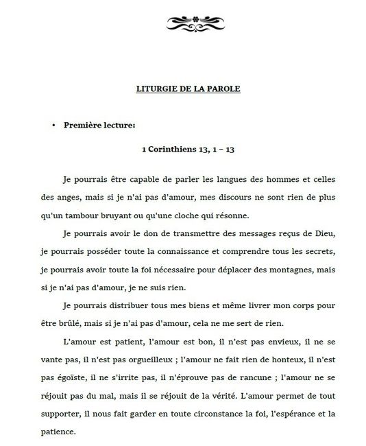 Texte pour la cérémonie religieuse 2