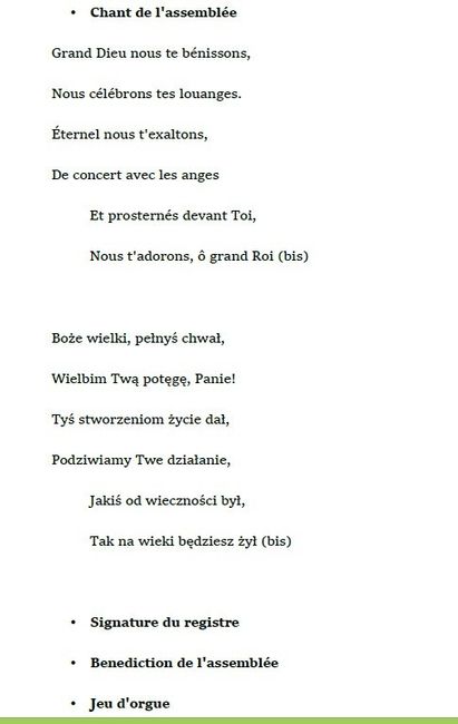 Texte pour la cérémonie religieuse 6