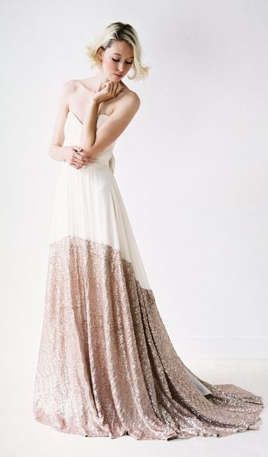 Robe de mariée dip-dyed version paillette - dorée
