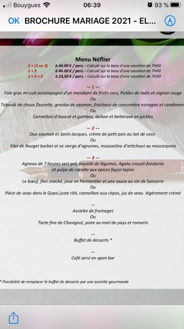 Quantité cocktail + repas 2