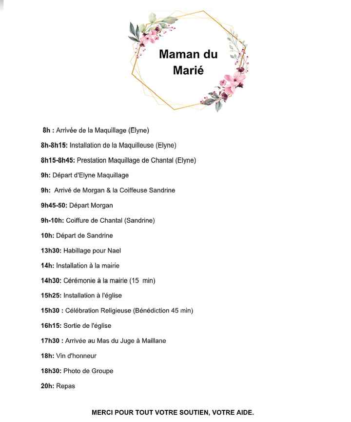 Planning des témoins - 1