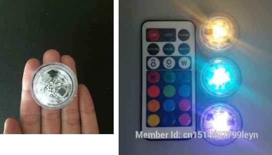 Petits LED submersibles (un peu plus grand qu'une pièce de 2EUR)
