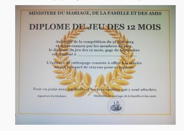 diplome 12 mois mariage imprimer