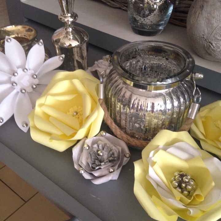 Idee deco : centre de table jaune et gris argent - 4