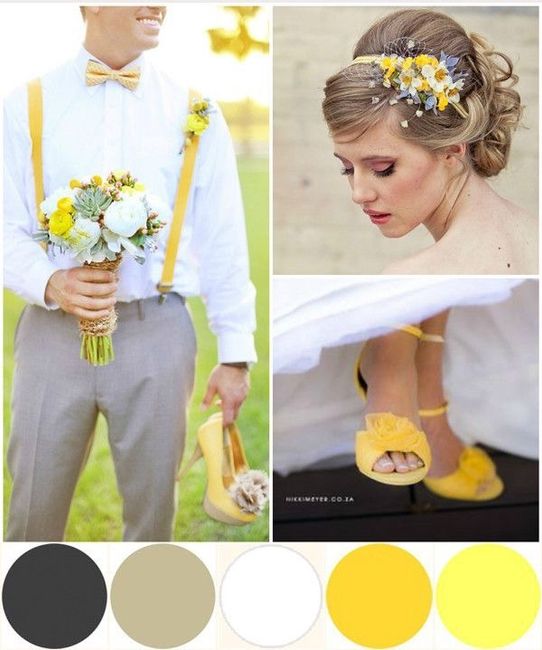 Idee deco : centre de table jaune et gris argent - 3