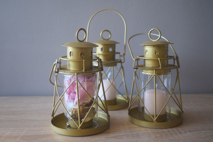 Lanternes bombées en dorées