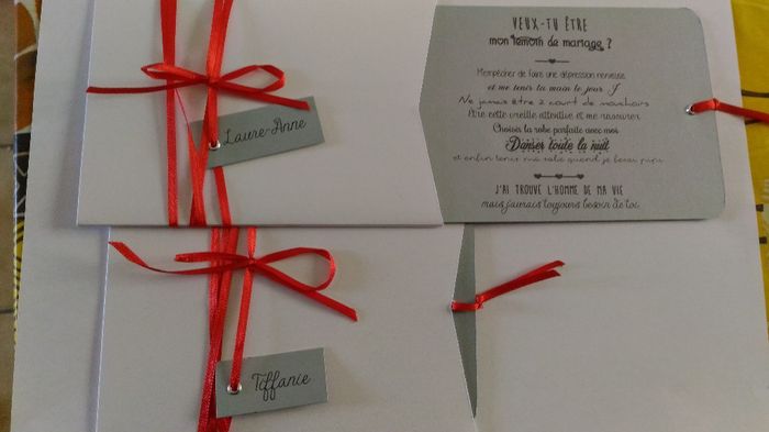 Mes demandes en témoins pour mes deux meilleures amies. La demande va se faire le we prochain! J'ai 