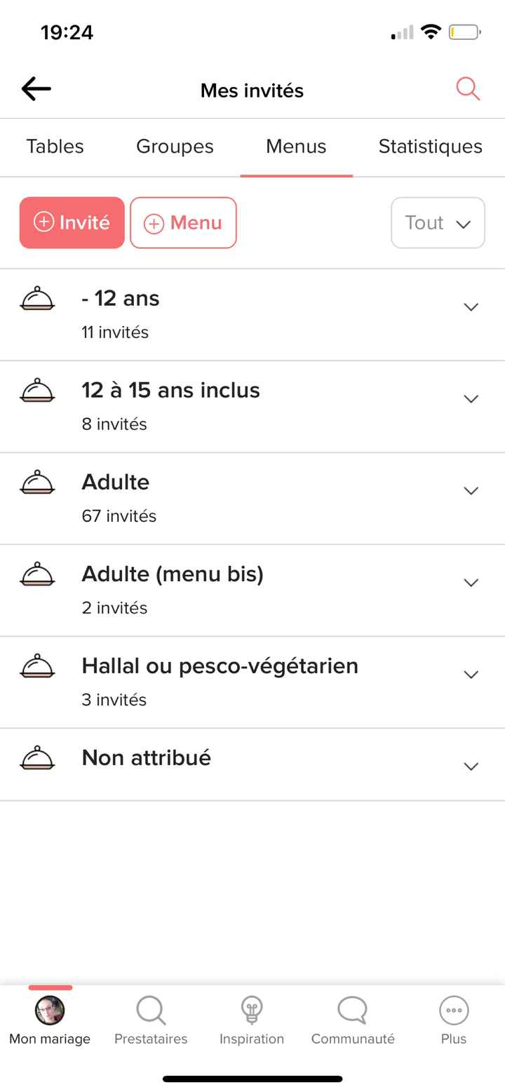 Choix du Menu sur notre site Mariage.net - 1