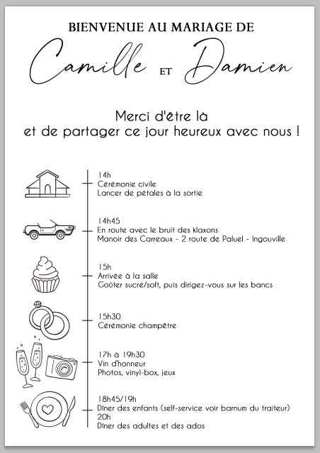 Affichette d’information mariage - 1