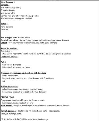 Idées menus de mariage - 1