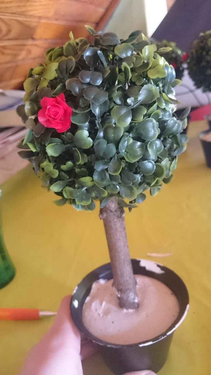 topiaire boule Alice au Pays des Merveilles roses peintes