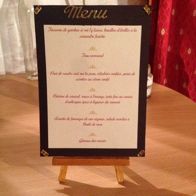 Menus sur chevalets