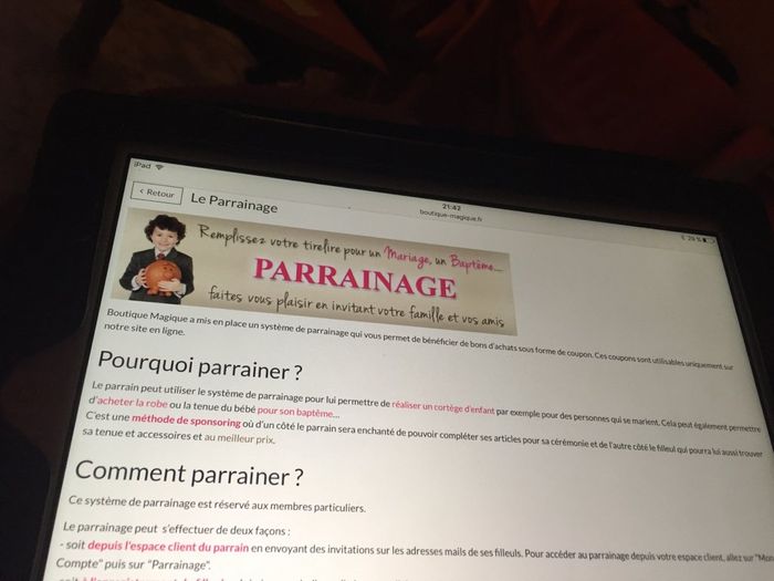 Parrainage site boutique magique - 1