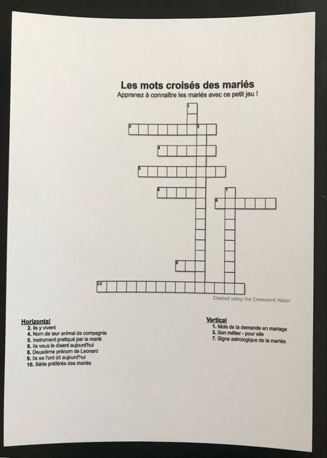 Mots croisés des mariés ! - 2