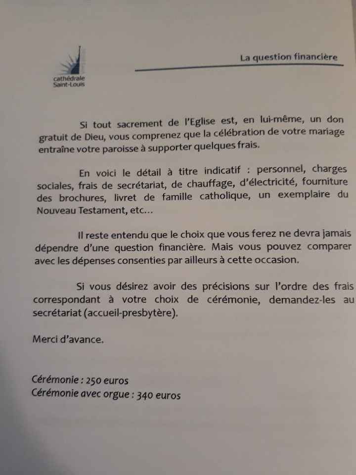 300€ pour la cérémonie religieuse - 1