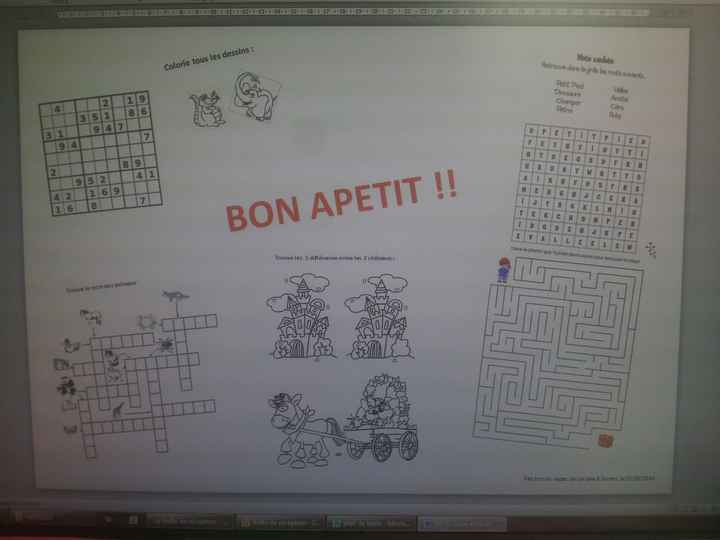 voici le set de table pour les enfants 
