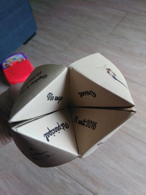 Cocotte en papier - Menu mariage 