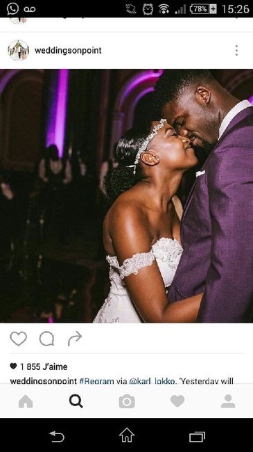 Quelle est la dernière photo concernant le mariage que vous avez enregistrée sur votre téléphone ? -