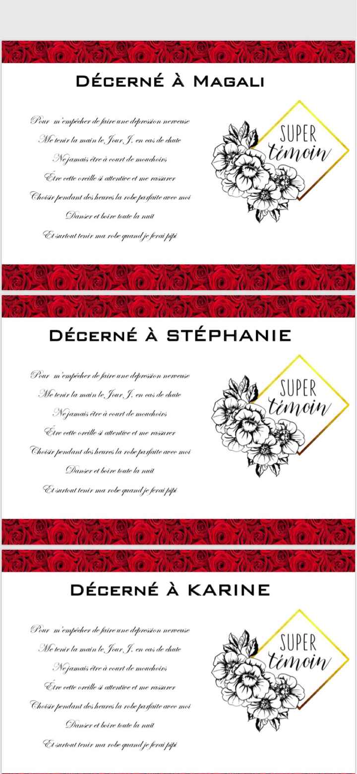 Cadeaux faits à nos témoins - 1