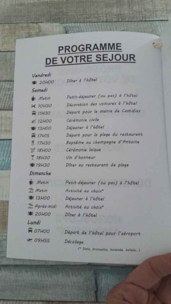 programme du séjour