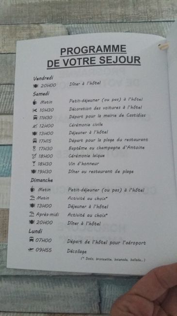 programme du séjour