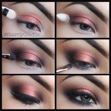 smoky eyes corail et marron