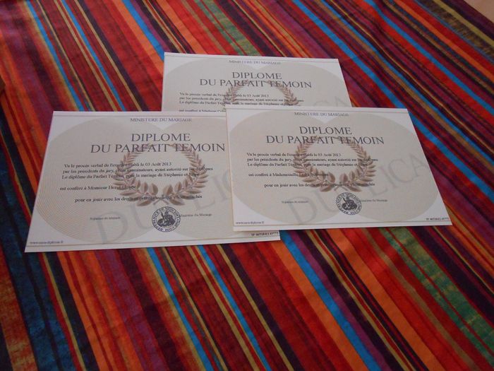 Les diplômes de nos témoins