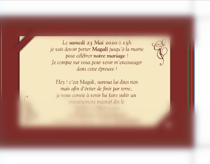 Changement de date du mariage /invitation 1